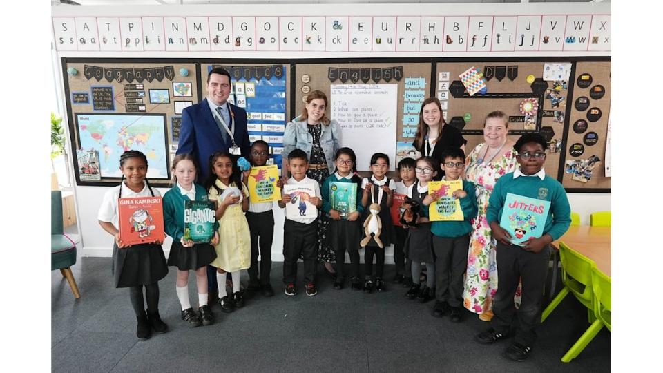 Princess Beatrice pays surprise visit to West Thornton Primary School in Croydon to join in with story time