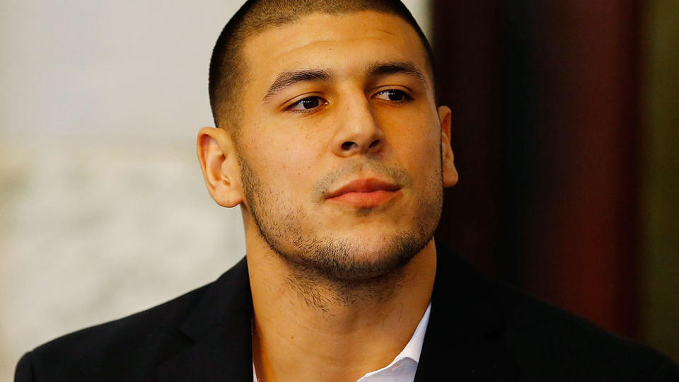 Aaron Hernandez in court in 2013. (Photo by Jared Wickerham/Getty Images)