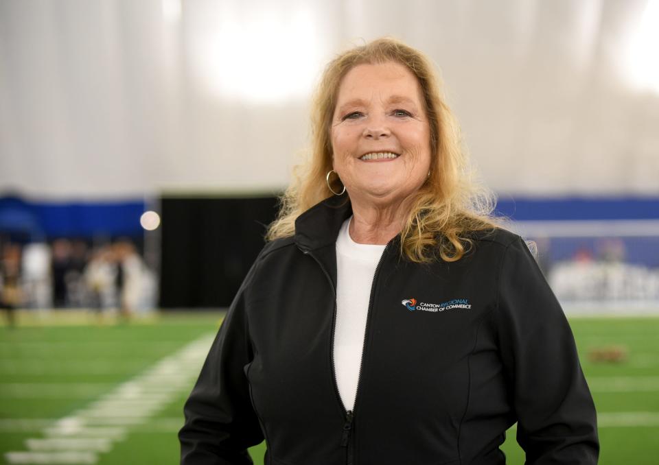 Molly Romig serves as the director of membership at the Canton Regional Chamber of Commerce. She is shown at the chamber's annual meeting at the Center for Performance on the Hall of Fame Village campus.