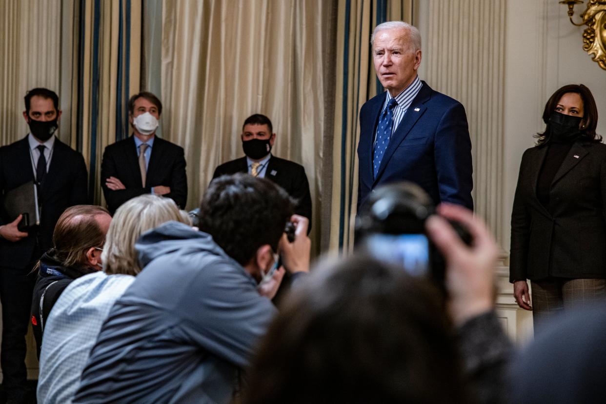 Joe Biden is preparing to take a sustained grilling from the media at his first official press conference as president. (Getty Images)