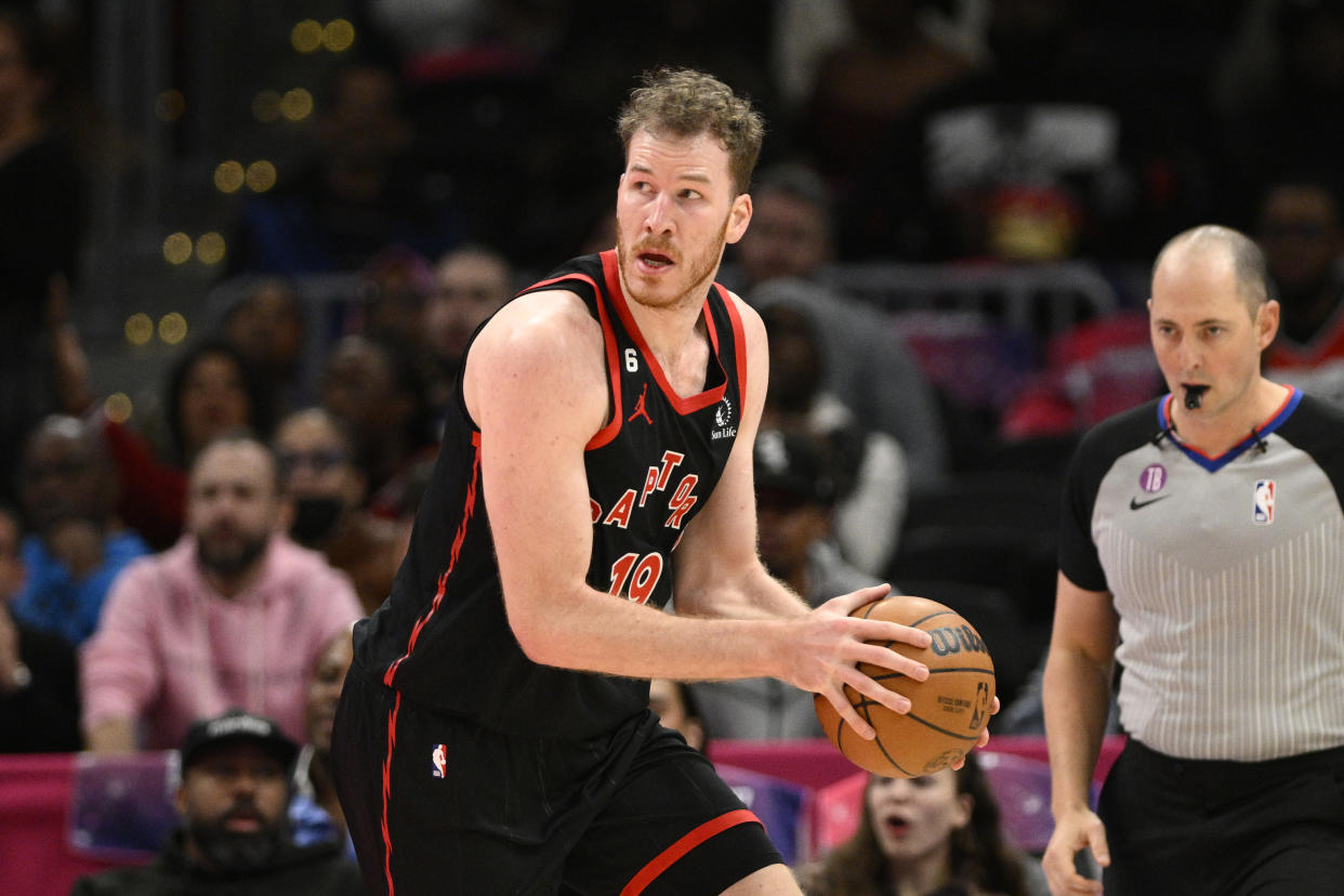 Jakob Poeltl is returning to Toronto. (AP Photo/Nick Wass)