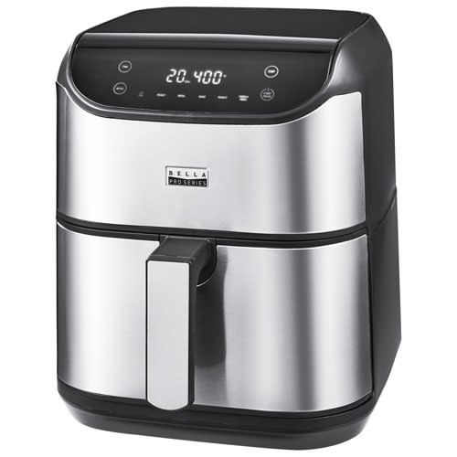 This air fryer boasts a six-quart basket, allowing it to cook meals for groups of five to seven people. (Photo via Best Buy)