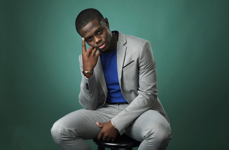 Akili McDowell, a cast member in the OWN series "David Makes Man," poses for a portrait during the 2019 Television Critics Association Summer Press Tour at the Beverly Hilton, Friday, July 26, 2019, in Beverly Hills, Calif. (Photo by Chris Pizzello/Invision/AP)