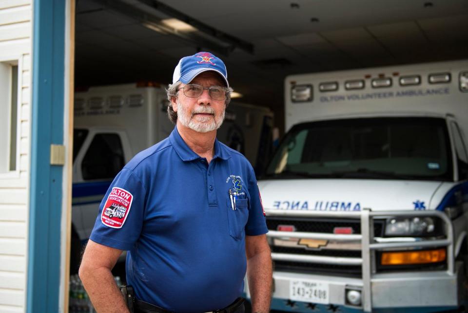 Jimmy Brooks at the Olton Volunteer Ambulance Association Monday, July 10, 2023, in Olton, Texas. (Justin Rex for The Texas Tribune)