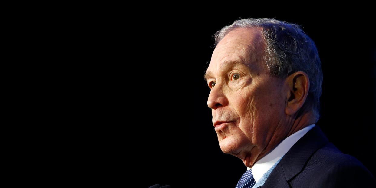 Democratic presidential candidate Mike Bloomberg speaks at the North Carolina Democratic Party's Blue NC Celebration, Saturday, Feb. 29, 2020, in Charlotte, N.C. (AP Photo/Patrick Semansky)