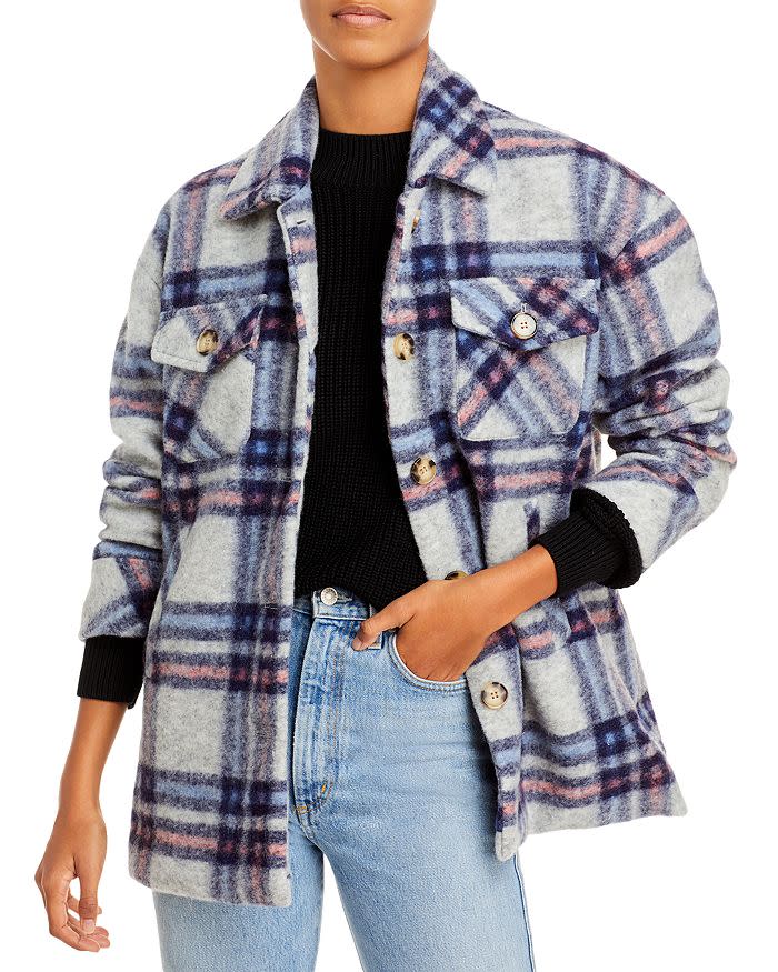 AQUA - Button Down Plaid Coat - 100% Exclusive