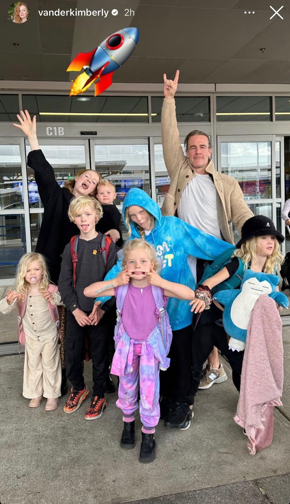 James Van Der Beek Reflects on Family Vacations as He Travels By Plane with All 7 Kids