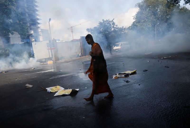 Students protest near the President's House amid the country's economic crisis, in Colombo