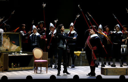 Performers take part in a dress rehearsal for the Barber of Seville ahead of the opening of the first Dubai Opera house, the UAE August 30, 2016. REUTERS/Ahmed Jadallah