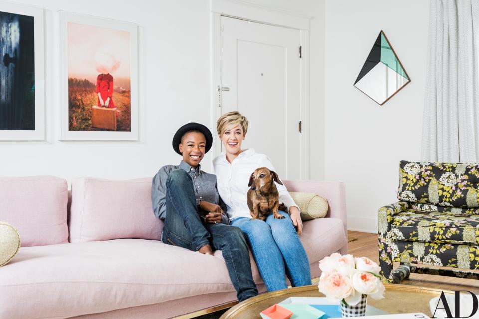 <i>Orange Is the New Black</i>’s Samira Wiley and her wife Lauren Morelli <a href="http://people.com/home/orange-is-the-new-black-samira-wiley-and-wife-lauren-morelli-california-house-tour/" rel="nofollow noopener" target="_blank" data-ylk="slk:keep it colorful in their Los Angeles abode;elm:context_link;itc:0;sec:content-canvas" class="link ">keep it colorful in their Los Angeles abode</a>. One secret to mixing bold shades successfully? Art like this “Head in the Clouds,” print, which adds a bold pop to the walls without going overboard. <strong>Buy it!:</strong> <i>Head in the Clouds</i> by Alicia Savage, $1,805; <a href="https://www.saatchiart.com/art/Photography-Head-in-the-Clouds-Edition-of-15/793232/2512463/view" rel="nofollow noopener" target="_blank" data-ylk="slk:saatchiart.com;elm:context_link;itc:0;sec:content-canvas" class="link ">saatchiart.com</a>