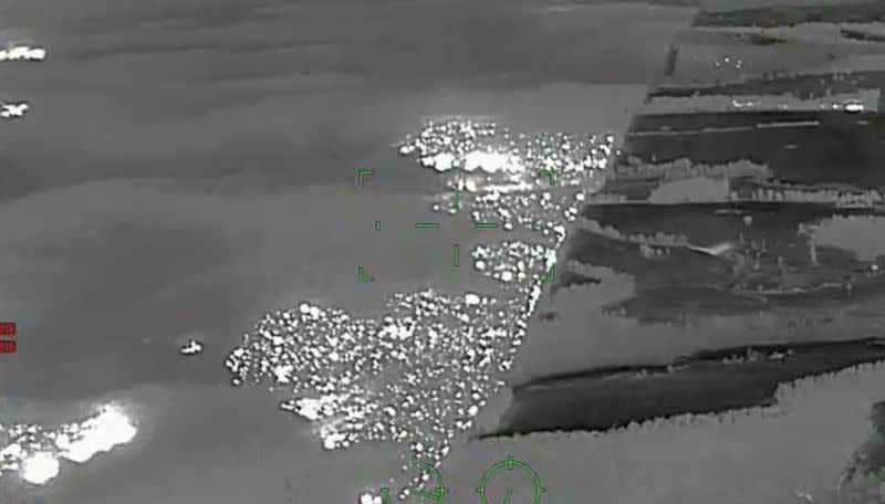 An aerial footage filmed from the Victoria Police helicopter with thermographic camera shows the bushfires in Mallacoota