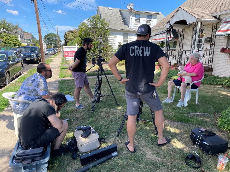 Joe DeVito III and his crew interview a Manville resident for his documentary, "The Asbestos City."