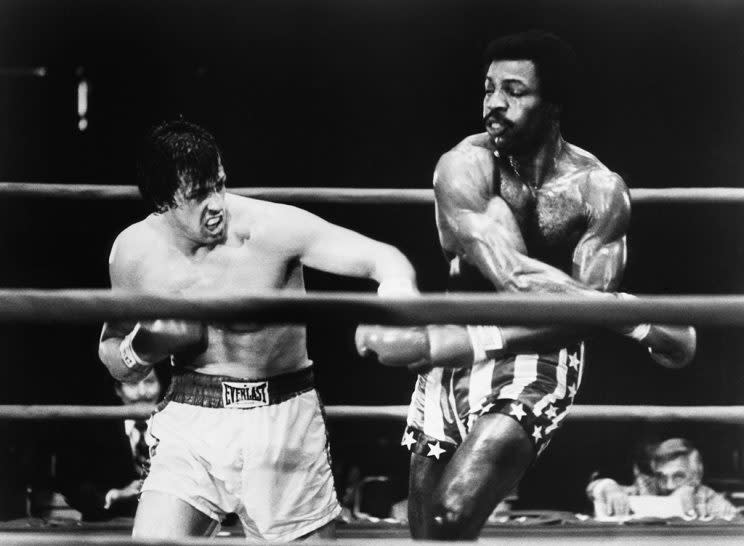 Sylvester Stallone and Carl Weathers in 'Rocky' (Photo: Everett Collection)