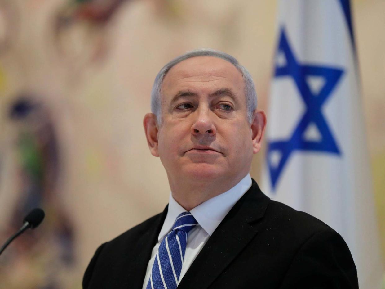 Benjamin Netanyahu attends the first Cabinet meeting of the new government at the Chagall Hall in the Knesset: AP