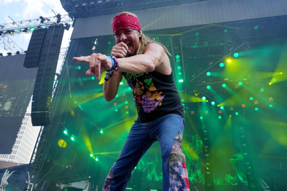 Bret Michaels of Poison performs onstage during The Stadium Tour at Truist Park on June 16, 2022, in Atlanta.