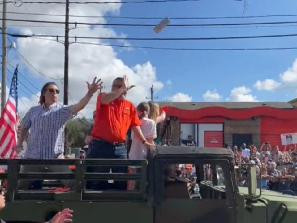 A man has been arrested after throwing a can at Ted Cruz (Screenshot / Twitter / @wcgroocy)