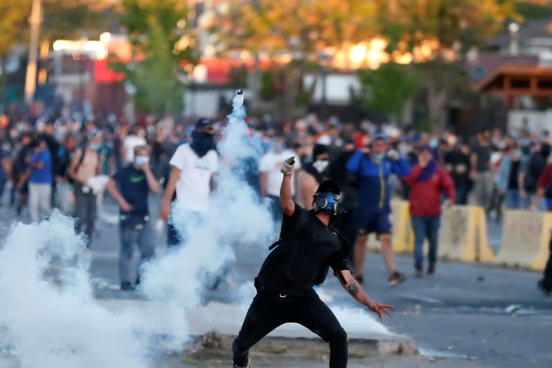 Protest against Chile's government in Quilpue city during the one-year-anniversary of the protests and riots in 2019