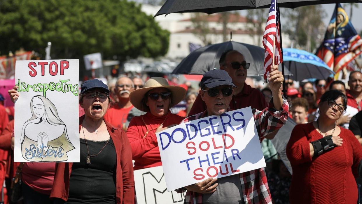 Protesters at Dodger Stadium