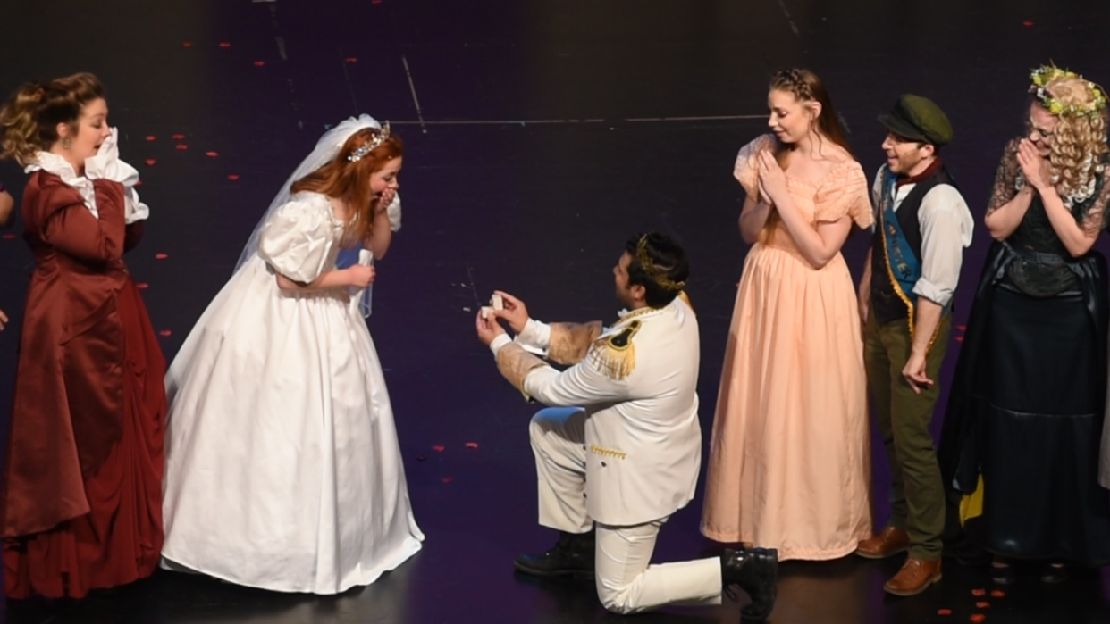 Gabe Hanna, who played the prince, proposed marriage to Ella Rose Kleefisch, who played Cinderella, at the Sun Prairie Civic Theatre's production of Rodgers & Hammerstein's "Cinderella" on Sunday, Aug. 13.