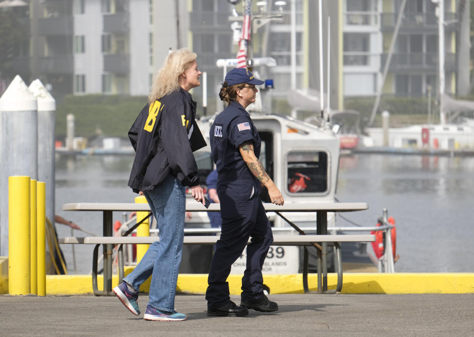 A member of FBI arrives at U.S. Coast Guard Station Channel Islands in Oxnard, Calif. Sept. 2, 2019. (Photo: Ringo H.W. Chiu/AP)