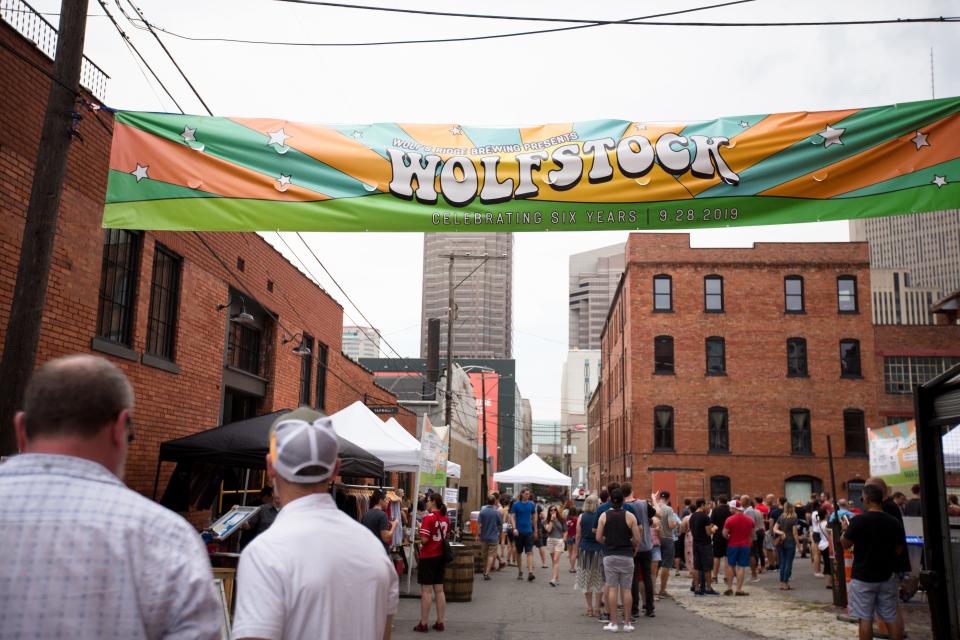 Festivalgoers are shown enjoying Wolfstock 2019 at Wolf's Ridge Brewing. The brewery will celebrate 10 years at Wolfstock 2023 on Saturday.