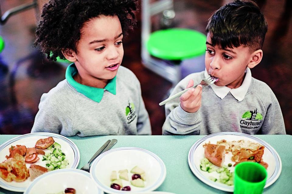 Veg out: pupils at Gayhurst tuck in to two vegetarian lunches a week