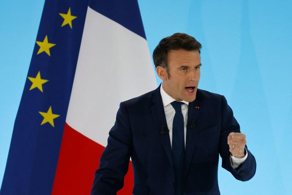 Mr Macron addresses supporters in Paris (AFP via Getty Images)