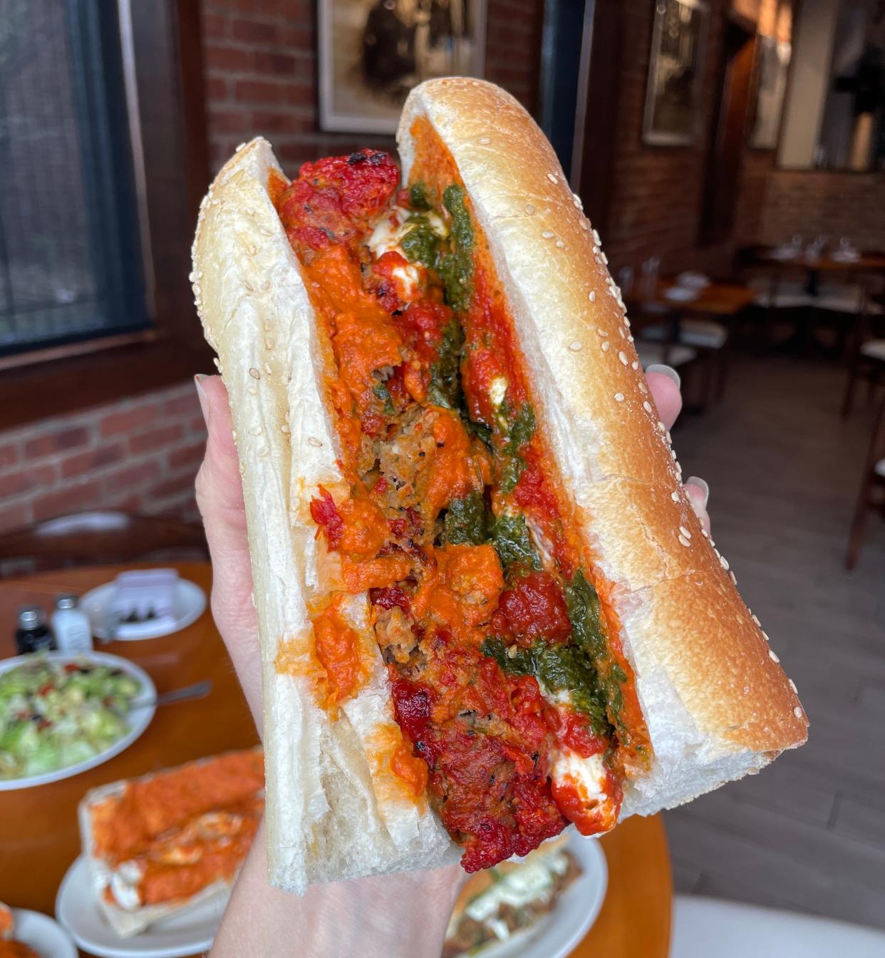The Tri-Color Meatball Sub at Jimmy's Family Kitchen.