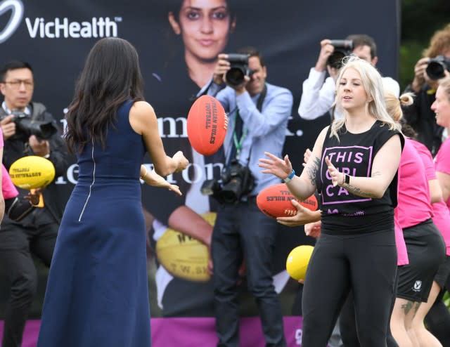 The Duchess of Sussex wasn’t afraid to get in the game in Melbourne, Australia.