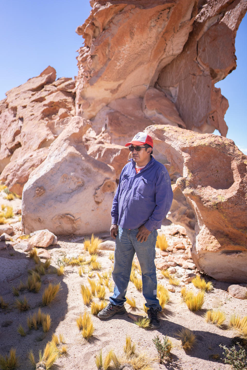 Indigenous activisit Román Guitián stands near the Hombre Muerto salt lake.<span class="copyright">Sebastián López Brach for TIME</span>