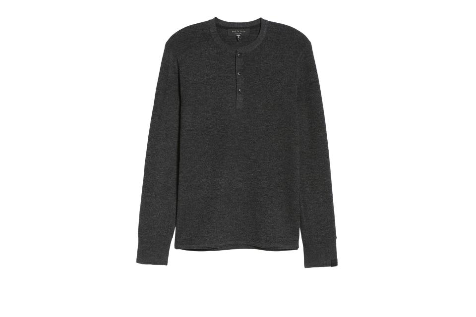 Rag & Bone “Gregory” slim fit merino henley sweater