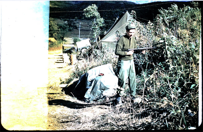 <span>A soldier identified as Vizna with a captured Soviet or Chinese PPS type sub-machinegun. Photo courtesy of <a href="http://www.thememoryproject.com/stories/Korea/" rel="nofollow noopener" target="_blank" data-ylk="slk:Ron Carruth;elm:context_link;itc:0;sec:content-canvas" class="link ">Ron Carruth</a> and <a href="http://www.thememoryproject.com" rel="nofollow noopener" target="_blank" data-ylk="slk:Historica-Dominion Institute;elm:context_link;itc:0;sec:content-canvas" class="link ">Historica-Dominion Institute</a>.</span>