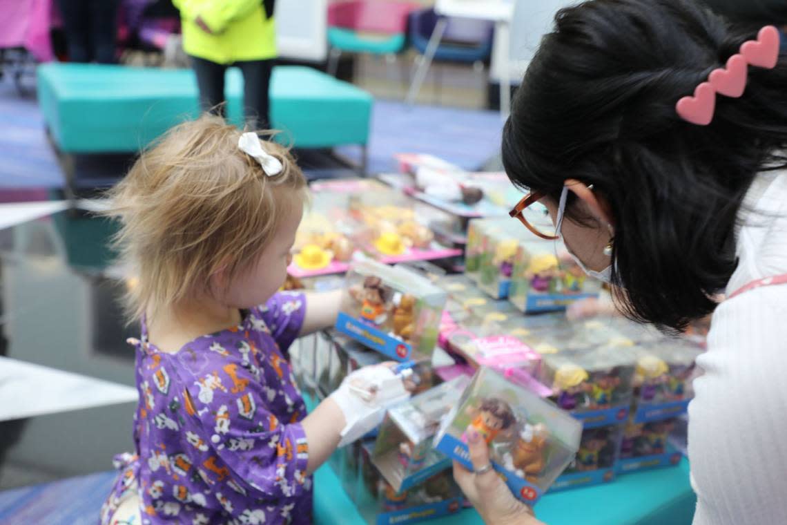Patients were able to pick out a toy at the “You Can Be Anything” donation event honoring Athena Strand at Cook Children’s Medical Center in Fort Worth on Thursday, Jan. 19, 2023.