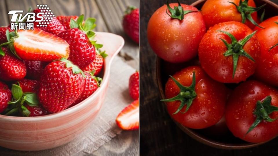 草莓與牛番茄。（示意圖／Shutterstock達志影像）