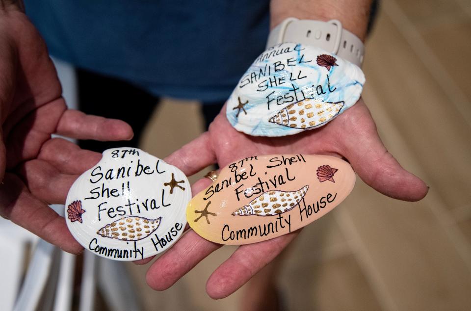 Artist Cheri Bailey also painted shells promoting the Sanibel Shell Festival to hide around the island. The festival is March 7-9, 2024, at the Sanibel Community House.