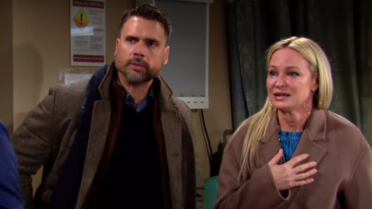  Joshua Morrow and Sharon Case as Nick and Sharon upset in The Young and the Restless. 