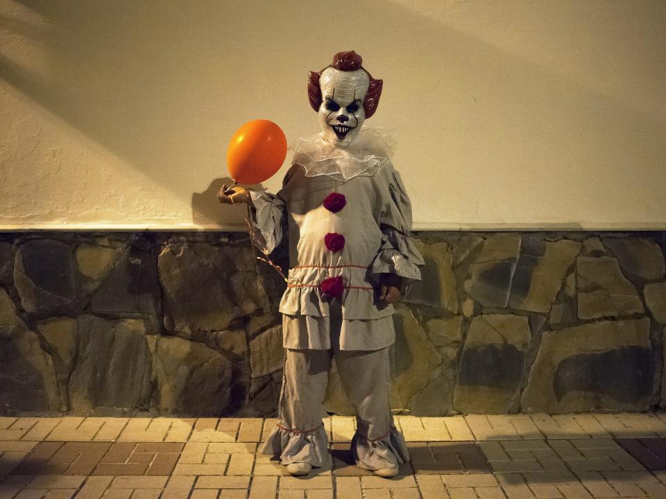 modern day IT costume with orange balloon