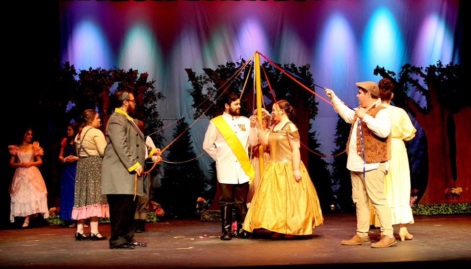 Cast members of "Into the Woods" rehearse the song "Ever After" The Little Theatre of Bedford presents the Stephen Sondheim musical May 12-15 and May 19-22.