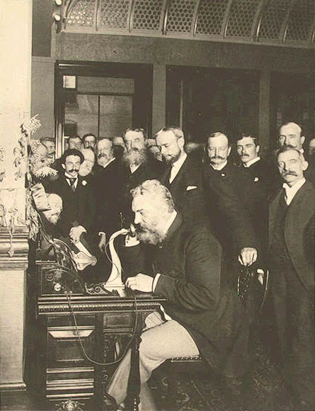 Alxander Graham Bell unveils the telephone in 1876. Robinson says, " Phones - and mobiles in particular – have transformed our personal communications.  I used to love the old Bakelite handsets my parents had.  I remember how people used to alter the way they talked when speaking on the phone.  My mum sounded like Queen Elizabeth when she spoke on it.  However, although smartphones have increased the things we can do with phones, the quality of transmitting conversations, ironically, seems to have got worse." (Image: Library of Congress)