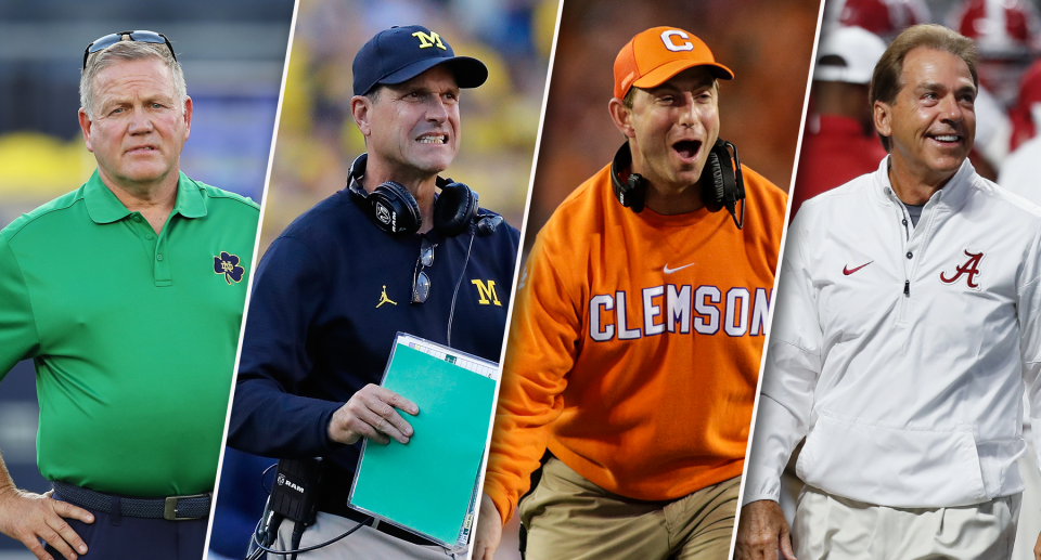 Which coaches have it easy and which have it the toughest this college football season? (Getty/Yahoo Sports)