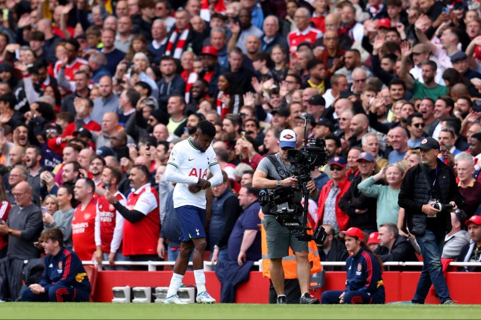 Emerson Royal was sent off for a high challenge on Gabriel Martinelli (Getty Images)