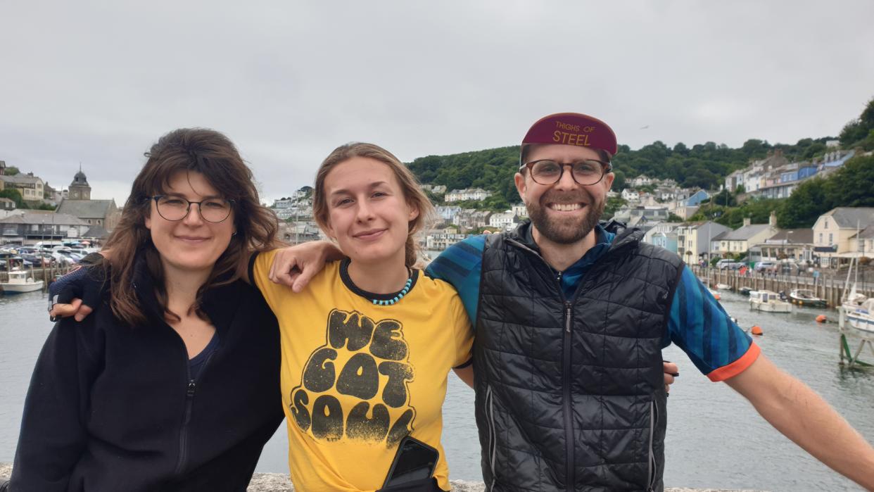 Naomi Pratt, Georgie Cottle and David Charles in East Looe, the end of R (David Charles/PA)