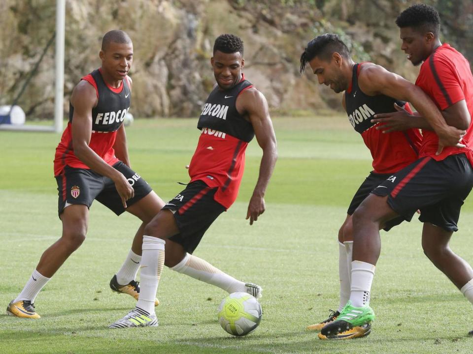 Mbappe continues to train with Monaco ahead of the new Ligue 1 season (AFP)