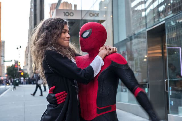 <p>J Whilden/Columbia/Marvel/Kobal/Shutterstock </p> From Left: Zendaya and Tom Holland in 'Spider-Man: Far from Home'