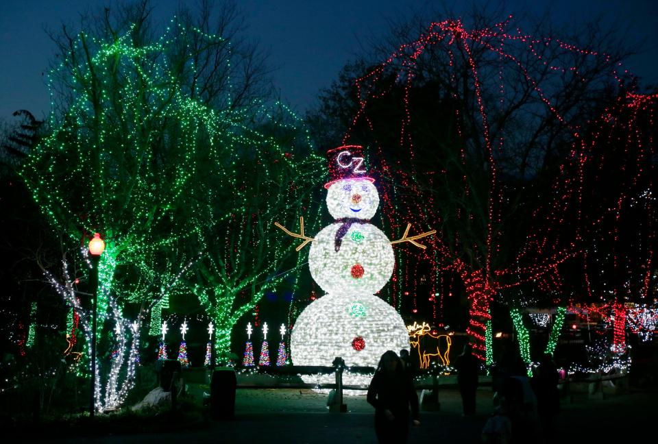 The Wildlights holiday display at the Columbus Zoo and Aquarium features millions of sparkling lights.