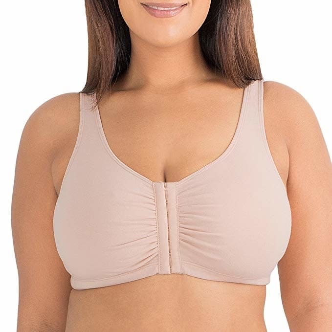 This is <i>so</i> much easier to put on and take off, especially if you're covered in sweat. The bra is machine-washable and is made with 95% cotton and 5% spandex.<br /><br /><strong>Promising review:</strong> "These are the best sports bras EVER! They actually give you enough support and don't give me uni-boob! Plus, they're so much easier to get on as opposed to regular sports bras that are basically a workout to put on over your head and unroll to fit. I can&rsquo;t wait to buy more soon!" &mdash; <a href="https://www.amazon.com/gp/customer-reviews/R1LI25PVSWO9PE?&amp;linkCode=ll2&amp;tag=huffpost-bfsyndication-20&amp;linkId=43e338ba1e2f24b0301f77c8a4cd66bb&amp;language=en_US&amp;ref_=as_li_ss_tl" target="_blank" rel="nofollow noopener noreferrer" data-skimlinks-tracking="4978705" data-vars-affiliate="Amazon" data-vars-href="https://www.amazon.com/gp/customer-reviews/R1LI25PVSWO9PE?tag=bfabby-20&amp;ascsubtag=4978705%2C9%2C21%2Cmobile_web%2C0%2C0%2C0" data-vars-keywords="cleaning,fast fashion" data-vars-link-id="0" data-vars-price="" data-vars-retailers="Amazon">Stacey D Belt</a><br /><br /><a href="https://www.amazon.com/Fruit-Loom-Womens-Closure-Cotton/dp/B08MJVWH16?&amp;linkCode=ll1&amp;tag=huffpost-bfsyndication-20&amp;linkId=477dafe28d146b85a745474ea2137970&amp;language=en_US&amp;ref_=as_li_ss_tl" target="_blank" rel="noopener noreferrer"><strong>Price: $9.80+ (available in sizes 34-48 and in 15 colors and varieties)</strong></a>