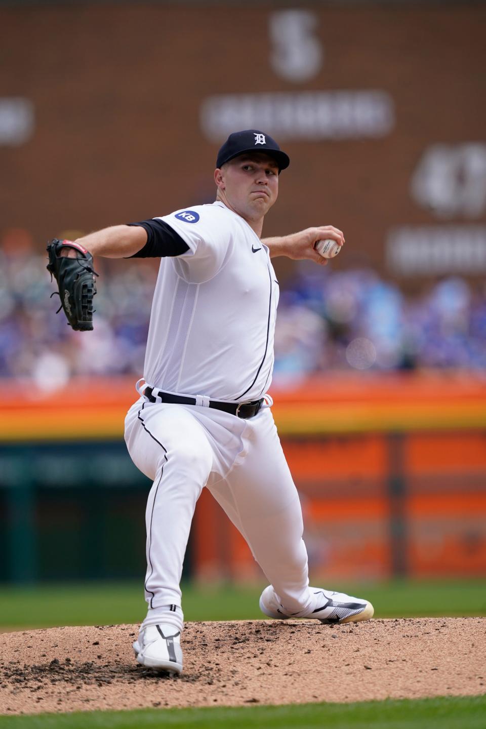 Detroit Tigers starting pitcher Tarik Skubal throws during the third inning of a baseball game against the Toronto Blue Jays on Sunday, June 12, 2022, at Comerica Park in Detroit.