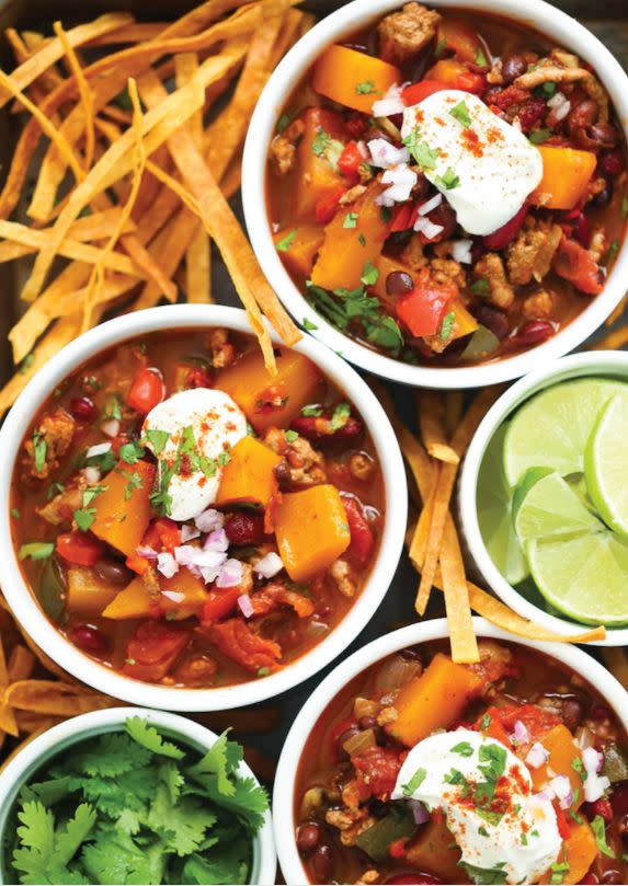 <strong>Get the <a href="https://damndelicious.net/2017/11/06/slow-cooker-butternut-squash-chili/" target="_blank">Slow Cooker Butternut Squash Chili</a> recipe from Damn Delicious</strong>