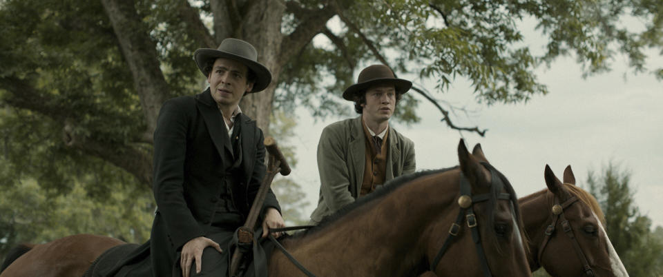 This image released by Apple TV+ shows Anthony Boyle and Will Harrison in a scene from "Manhunt." (Apple TV+ via AP)