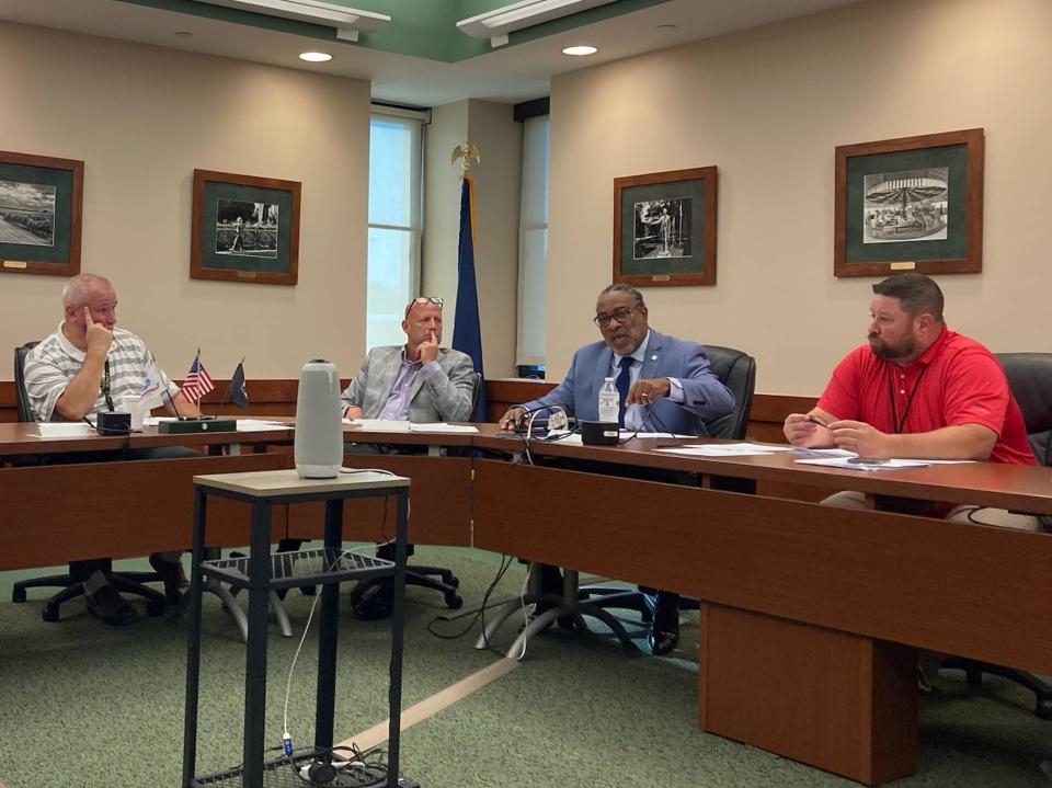 Erie County Council are shown at a meeting on Aug. 29, 2023. From left are council members Brian Shank, Tom Spagel, Andre Horton and Charlie Bayle.
